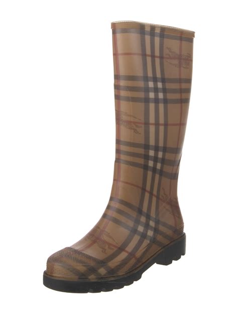 Burberry Haymarket Check Pattern Rubber Rain Boots 